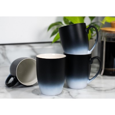 White and Black Ceramic 12oz Coffee Mug with Winter Design
