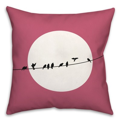 Red and White Polyester Bird Print 16x16 Indoor/Outdoor Pillow