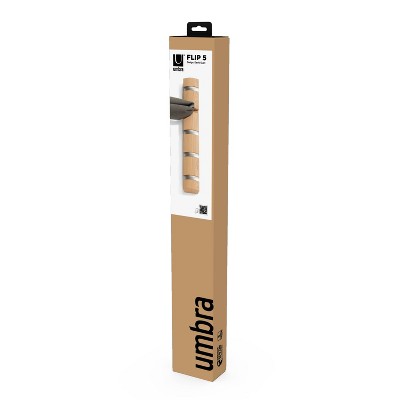 Flip 5-Hook Natural Solid Wood Wall-Mounted Coat Rack