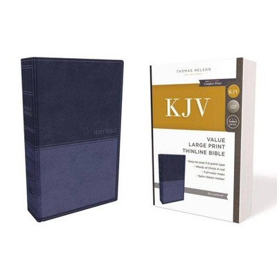 Kjv, Value Thinline Bible, Large Print, Leathersoft, Blue, Red Letter Edition, Comfort Print - by  Thomas Nelson (Leather Bound)