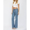 Women's High Rise Wide Leg Jeans With Pearl Embellisht - mica denim - 2 of 4