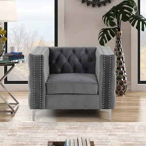 Modern Accent Chair with Deep Dutch Velvet - Morden Fort - 1 of 4