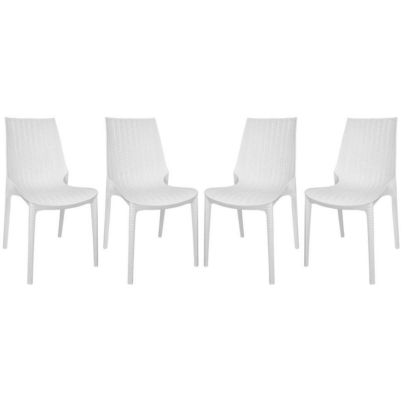 LeisureMod Kent Modern Outdoor Plastic Dining Chair Stackable Design Set of 4, 1 of 10
