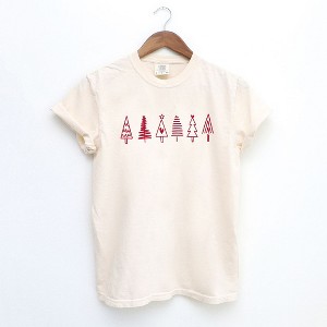 Simply Sage Market Women's Row Of Christmas Trees Short Sleeve Garment Dyed Tee - 1 of 4