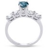 Pompeii3 1 1/2ct Blue & White Diamond Engagement Ring 14k White Gold - 2 of 4