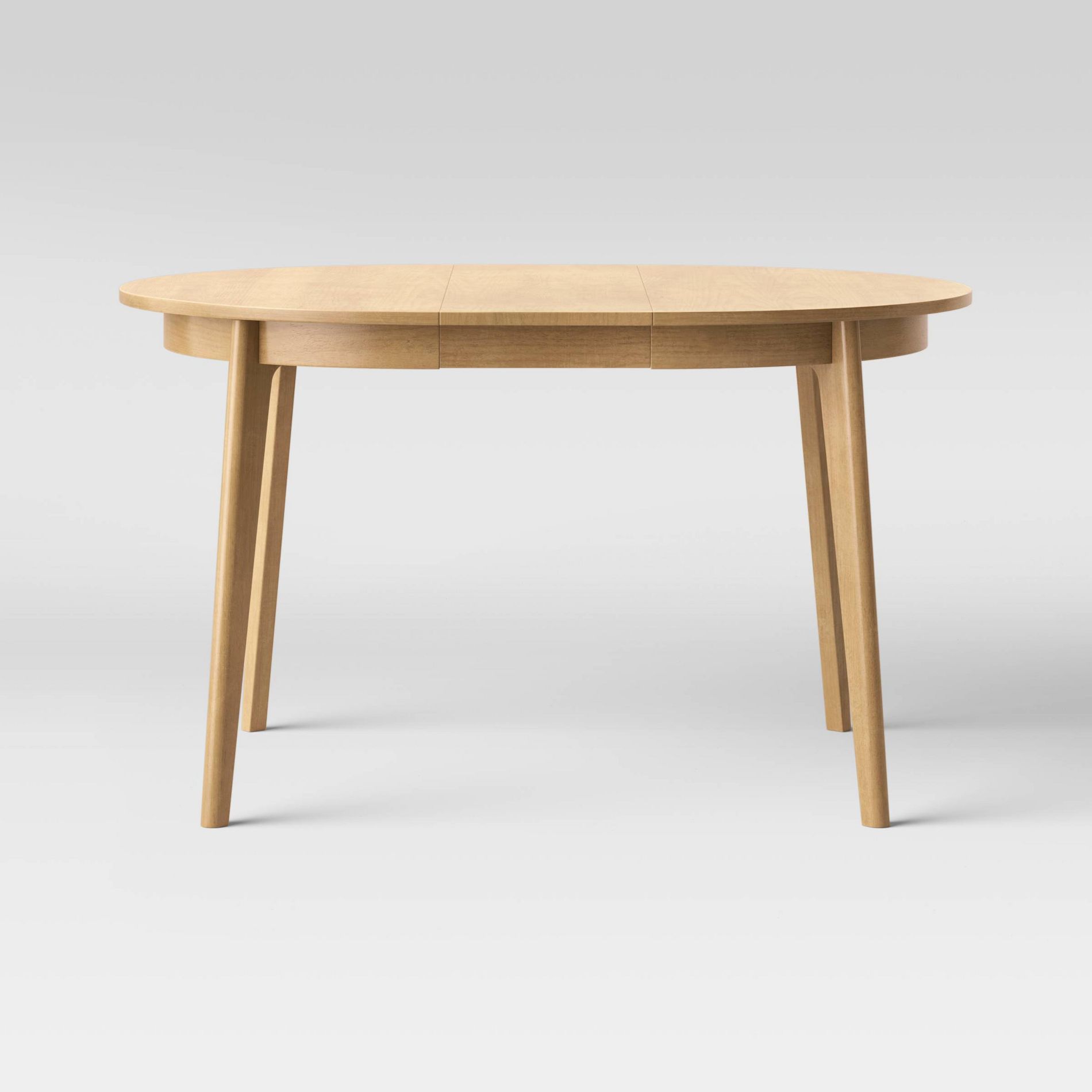 Astrid Mid-Century Round Extendable Dining Table Natural Brown - Threshold™: Rubberwood, Removable Leaf, Seats 4