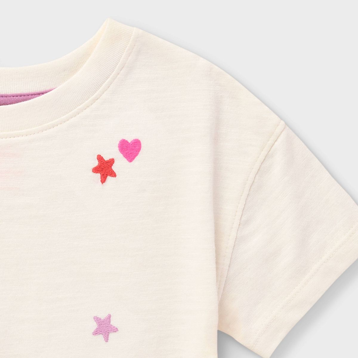 Toddler Girls' Short Sleeve Embroidered Stars and Hearts T-Shirt - Cat & Jack™ White - thumbnail 3