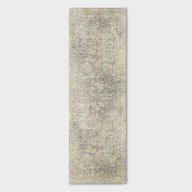 Ledges Digital Floral Print Distressed Persian Rug Green - Threshold™ designed by Studio McGee, 1 of 5