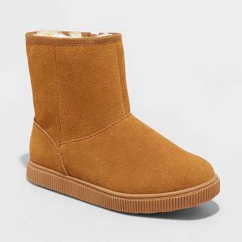 Girls' Hannah Zipper Suede Shearling Style Boots - Cat & Jack™