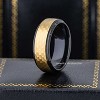 Jewelry Avalanche 8mm Stepped Black & Gold IP Hammered Tungsten Carbide Mens Wedding Band - 2 of 4