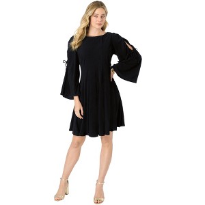 Roaman's Women's Plus Size Cold Shoulder Fit-And-Flare Dress - 1 of 4