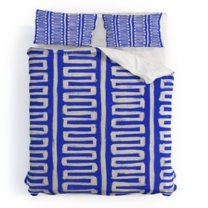 Deny Designs Avenie Modern Craft Greek Key Duvet and Sham Set Blue - 1 of 4