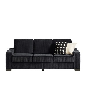 Mocamel 83.86" Corduroy Fabric 3 Seater Sofa Modern Compressed Couch for Living Room, Bedroom, Office - 1 of 4