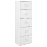 Hodedah Heavy Duty Engineered Wood 10 Door Enclosed Multipurpose Storage Cabinet for Kitchen, Office, Kids Room, and Other Home Organization, White