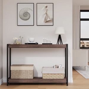 Farmhouse Entryway Table, 40" Brown Console Table with Storage - 1 of 4