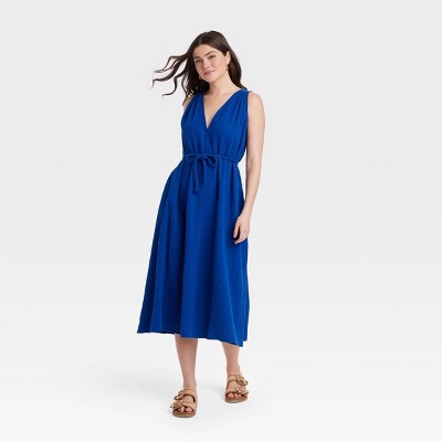 Women's Belted Gauze Midi A-Line Dress - Universal Thread™