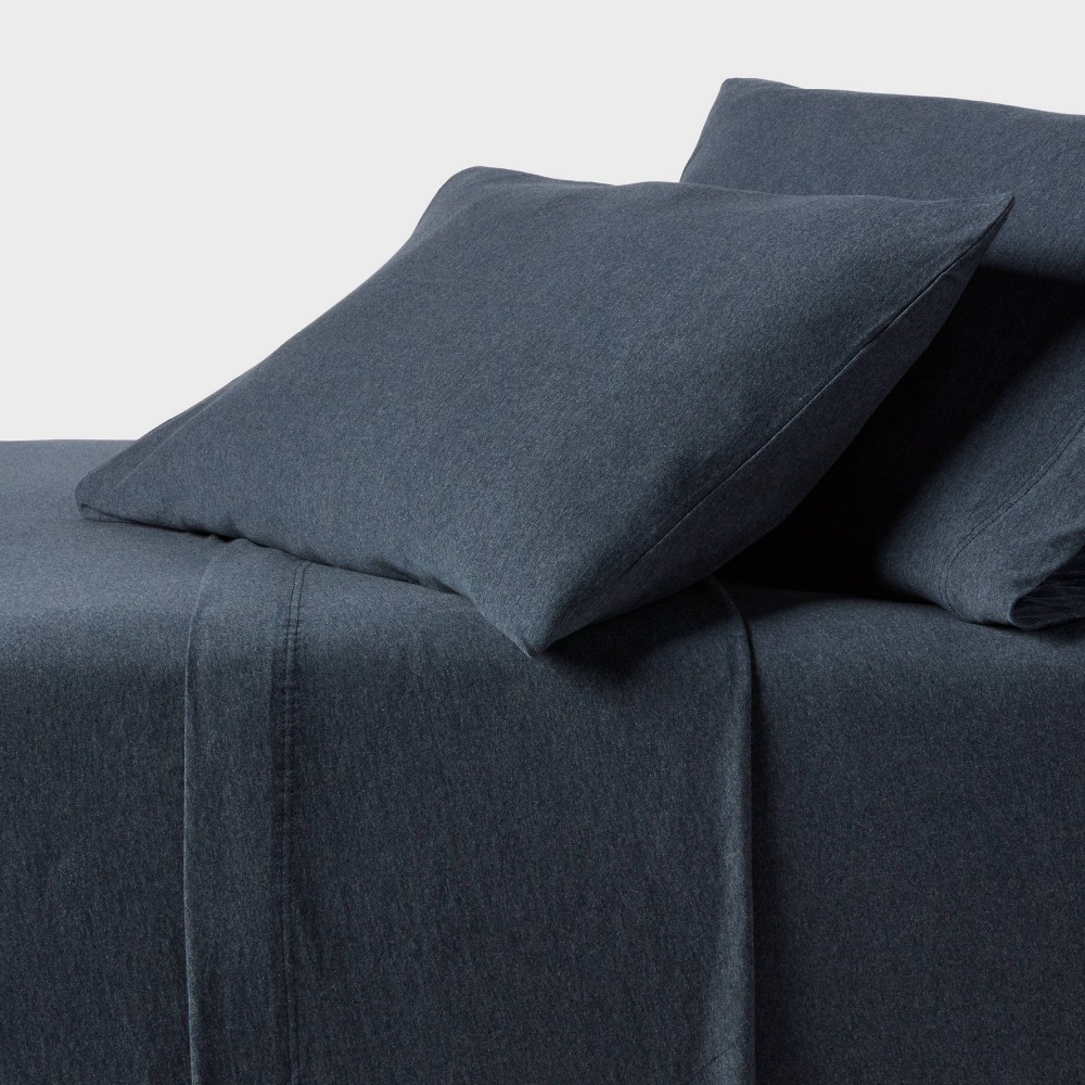 Photos - Bed Linen Full Cotton Jersey Sheet Set Heather Blue - Threshold™