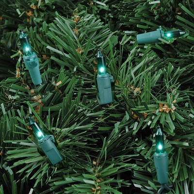 Green 50-Light Incandescent Mini Christmas String Lights with Green Wire