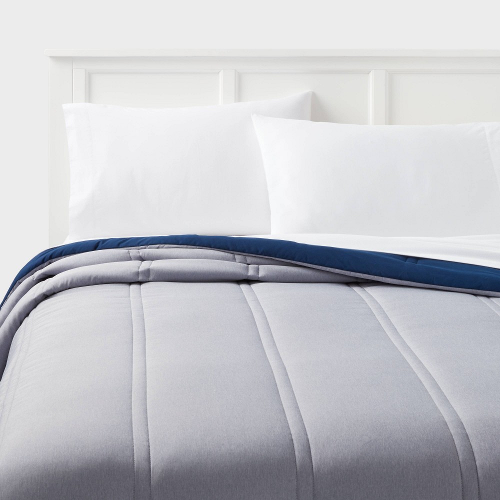 Photos - Bed Linen Full/Queen Lofty Microfiber Comforter Dark Blue Denim Heather - Room Essen