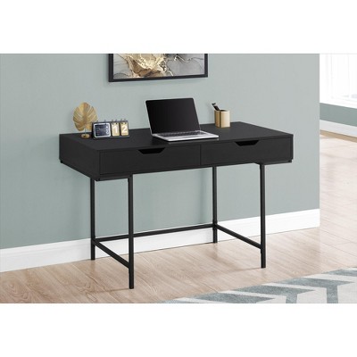 Vynxaria 48" Black Desk Computer Desks Office Table with Drawers Home Office Organizer for Laptop Documents