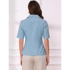 INSPIRE CHIC Women's Cotton Linen Button Office Business Short Sleeve Blazer Jacket - 3 of 4