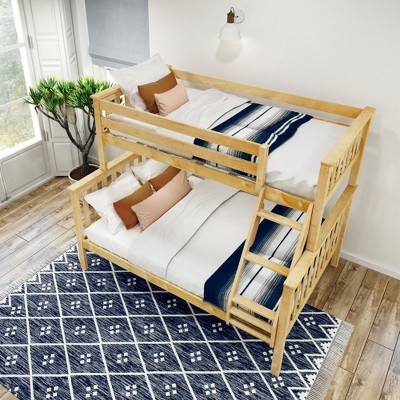 Natural Pine Twin Over Full Bunk Bed with Ladder and Slats