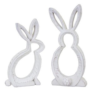 Carved Stone Bunny Outline Decor (Set of 2) - 1 of 4