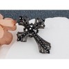 Anna-Kaci Silvery Tone Religious Cross Brooch Sparkling Aquamarine Blue or Victorian Clear Crystal Rhinestones - 3 of 4