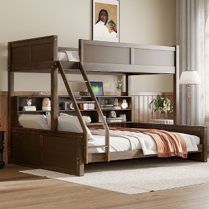 Twin XL over Queen Bunk Bed with Storage Cabinets and USB Ports - 1 of 4