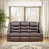 MAYEERTY Faux Leather Reclining Sofa, 3-Seat Adjustable Backrest Recliner for Living Room, Brown - 3 of 4