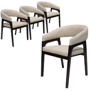 Leisuremod Cali U-Shaped Dining Arm Chair with Leather Upholstery, Open Back Design for Modern Kitchen and Home, Set of 4 - 1 of 4