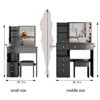 FONTOI Vanity Table&Cushioned Stool, Fashionable Dresser with Sliding Mirror&Drawers for Bedroom Small Space, Black, 12.6"*50.4"*29.2" - 3 of 4