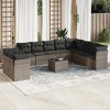 vidaXL Patio Sofa Set with Cushions Outdoor Furniture 11 Piece Poly Rattan - Gray With Table - 2 of 4
