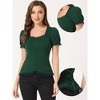 INSPIRE CHIC Women's Square Neck Solid Color Puff Short Sleeve Lace Up Gothic Blouse - 2 of 4