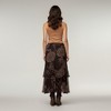 Anna-Kaci Women's Bohemian Lace Print Asymmetrical Ruffle Hem Maxi Skirt with Sheer Overlay - 3 of 4