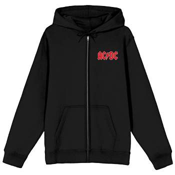 ACDC Band Logo On Ellipse Background Long Sleeve Black Adult Zip-Up Hoodie
