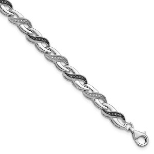 Black Bow Jewelry Black & White Diamond Infinity Bracelet in Sterling Silver, 7.5 Inch - 1 of 4