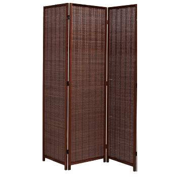 Legacy Decor Room Divider Wood and Bamboo Weave