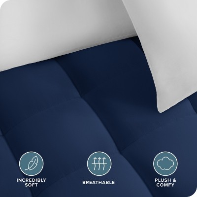 Full Dark Blue Cotton Top Mattress Pad with Down Alternative Fill