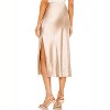 Women's Satin Midi Skirt Side Slit Silky Flowy Casual Formal Midi Skirt - 4 of 4