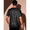 INSPIRE CHIC Men's Metallic Short Sleeved Club Rave Party Sequins Sparkly T-Shirt - 3 of 4