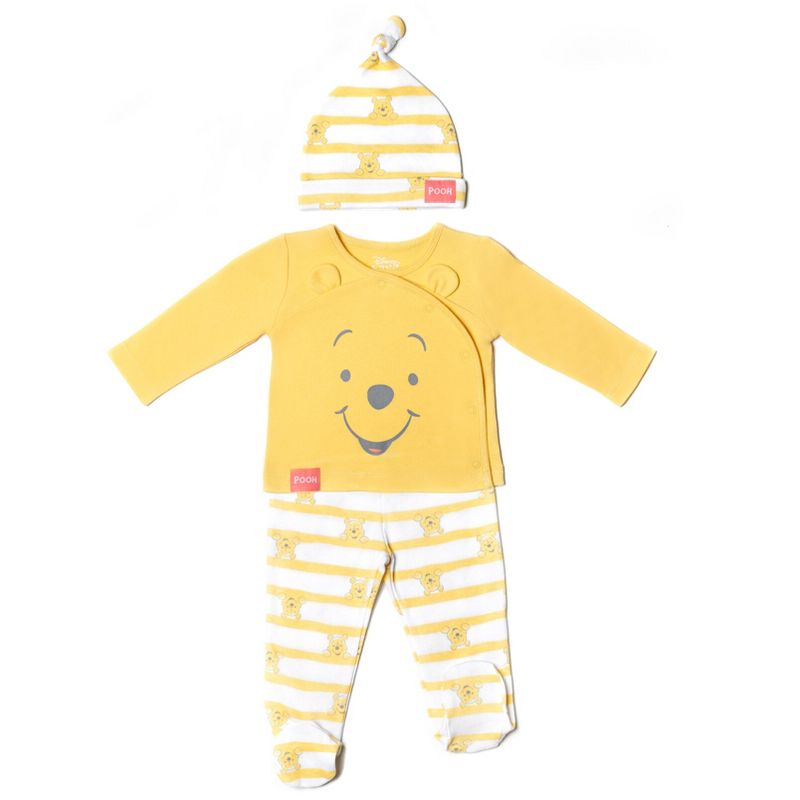 Disney Winnie the Pooh Tigger Baby 3 Piece Snap Jacket Footed Pant Hat Set Newborn to Infant, 1 of 9