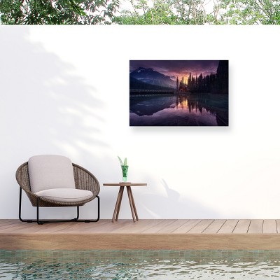 Trademark Fine Art - "Lake House Sunrise" Outdoor Canvas