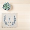 Personalization Mall Farmhouse Floral Personalized Letter Tumbled Stone Coaster Set - 4 of 4