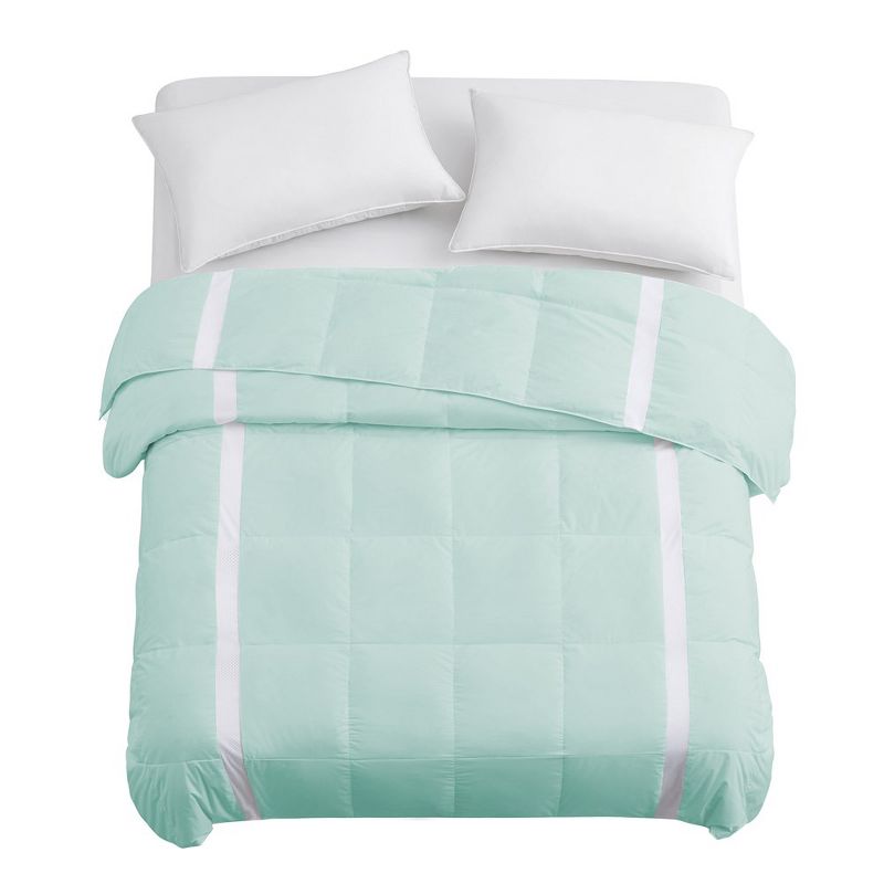 Puredown Lightweight White Down Blanket for Hot Sleepers, Oversize Breathable & Moisture-Wicking in Green, 4 of 5