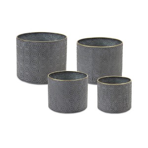 Rustic Metallic Decorative Plant Pots 10" Tall – Set of 4 by Melrose - 1 of 4