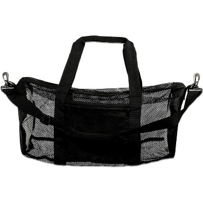 Zodaca 2 Pack Black Mesh Sport Duffle Bags with Adjustable Strap and Outside Pocket, 10.5 x 18 in