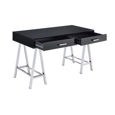 Coleen Black Wood Desk with Drawers and USB Port