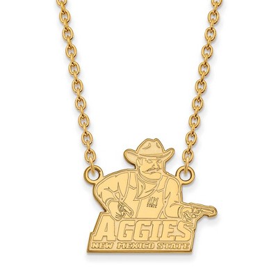 Black Bow Jewelry 10k Yellow Gold New Mexico State Aggies NCAA Necklace 18 Inch