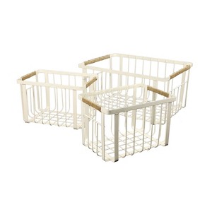happimess Henley Vintage Farmhouse Handmade Wire Metal Nesting Storage Baskets with Jute Wrapped Handles - 1 of 4